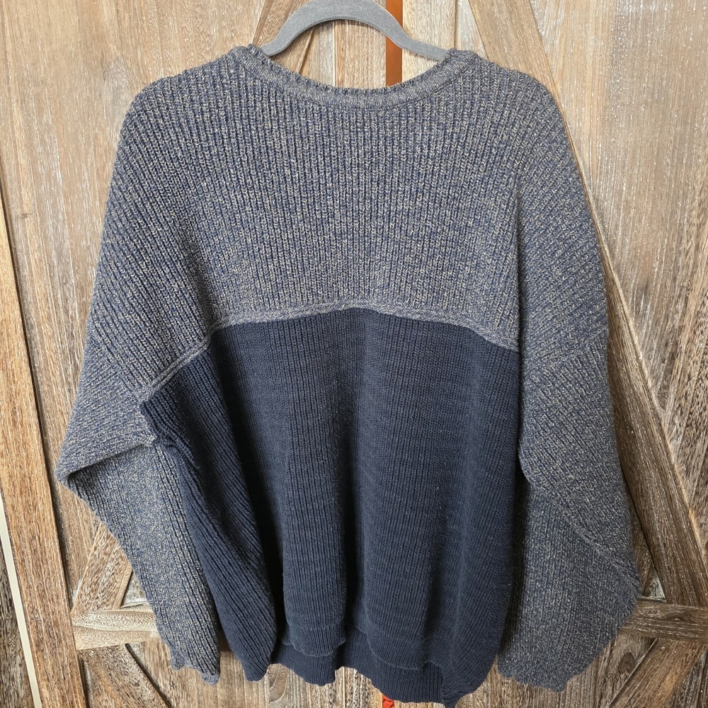 North Bay Outfitters Sweater Adult Size Blue Cable Knit Pull Over Vintage - Picture 3 of 7